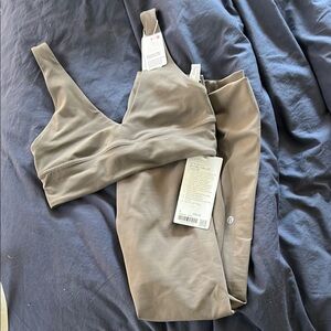 Lululemon Taupe Sports Bra and Leggings Set